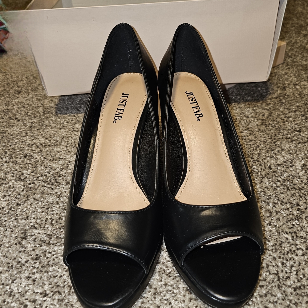 JustFab Black Women's Peep Toe Heels
